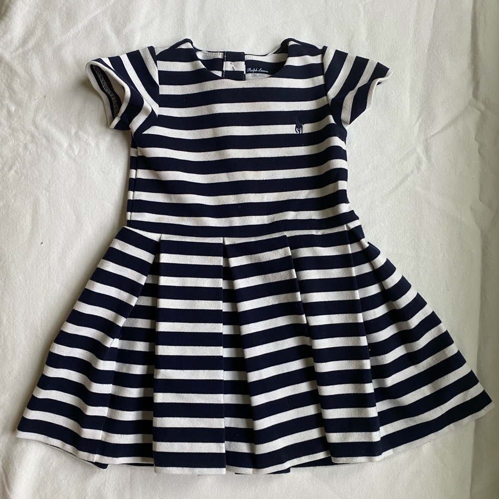 Ralph Lauren Navy & White Striped Dress 18 month